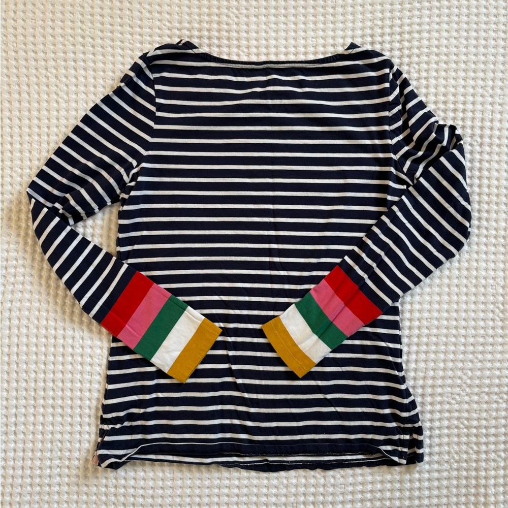 Boden Striped Long Sleeve Tee with Colorful Cuffs
